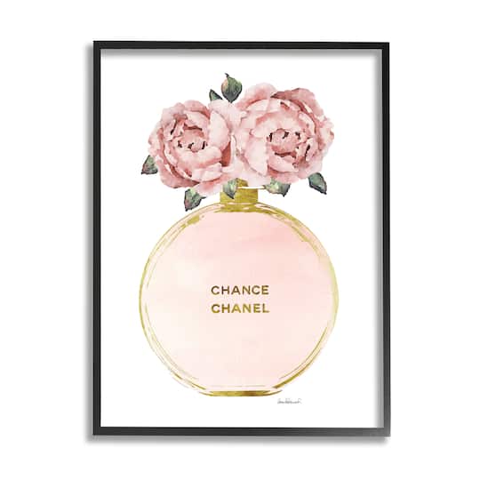 Stupell Industries Vintage Pink Florals in Round Fashion Fragrance Bottle Framed Wall Art